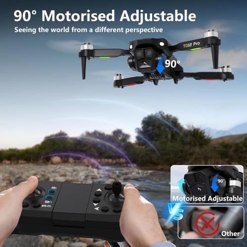 TD12Pro Drone with 1080P HD Camera, Brushless Motor, Optical Flow Positioning, Level 3 Wind Resistance, 3 Speed Modes, Drones for Adults Beginners, Outdoor Photography Foldable RC Quadcopter