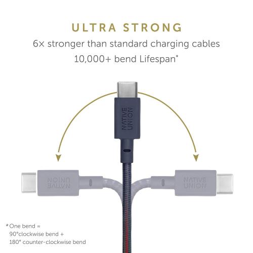 Native Union Belt Cable XL USB-C to USB-A - 10ft Ultra-Strong Charging Cable with Leather Strap Compatible with iPhone 17, Galaxy Z Fold 7, Flip 6, S25 Ultra, Pixel 10 Pro, iPad Pro (Zebra)