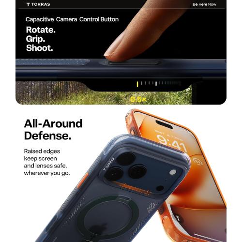 TORRAS Ostand Q3 Air for iPhone 17 Pro Max Case with 360 Magnetic Stand, Fit for MagSafe, Mil-Grade Drop Tested, Camera Control Button, Shockproof Phone Case for iPhone 17 Pro Max 6.9, Midnight Blue