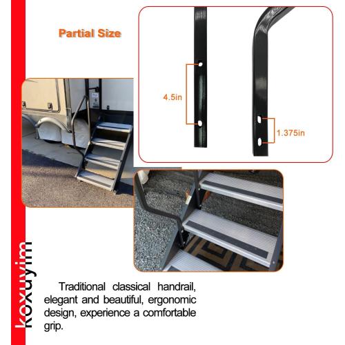Step Handrail for Step Above 2nd Generation RV Entry Step. STP214-121H 3 Step Handrail Add Even More Support for Entering and Exiting Your RV