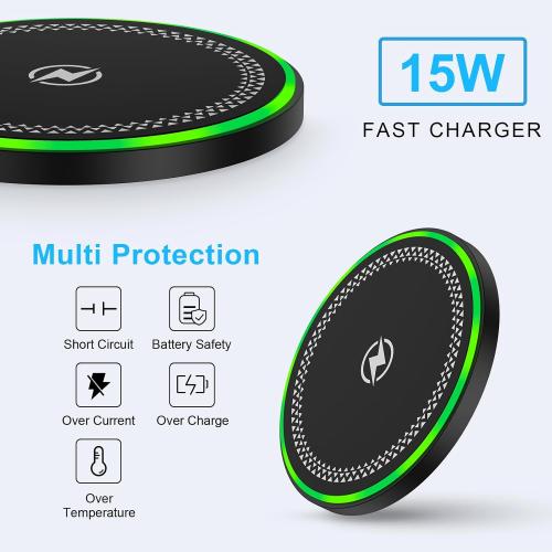 Pixel 9 Pro 9A Wireless Fast Charging Pad for Google Pixel 10 9 Pro XL Fold 8 8A 7 7A 6 5,2Pack 15W Samsung S25 Wireless Charger Android Phone Station for Galaxy S25 S24 S23 S22 S21 S20 Ultra