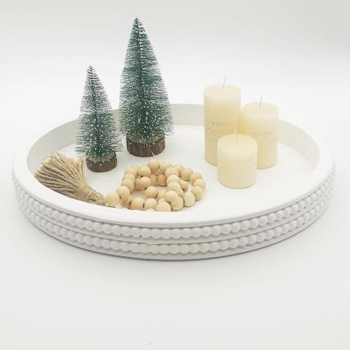 Carah & Cossh Oval Wooden Tray, Modern Decorative Tray 16''x12'', Oval Farmhouse Rustic Serving Tray, Table Centre Tray, Perfect for Storage and Display (White)