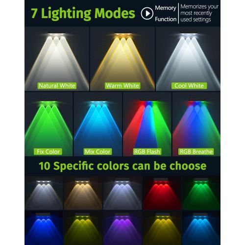 Solar Fence Lights Outdoor 8 Pack Waterproof High Brightness Upgraded 3 LED Lens Solor Deck Lights Warm & Cool White RGB 10 Colors Outside Solar Powered Wall Light for Backyard Patio Step Railing
