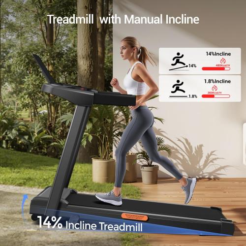 Black 3-in-1 Treadmill with 14% Incline, Portable Treadmills for Home with Handle, Foldable Treadmills with 300 Lbs Weight Capacity, 3.0HP Quiet Walking Pad Treadmill, Three Touch Screen