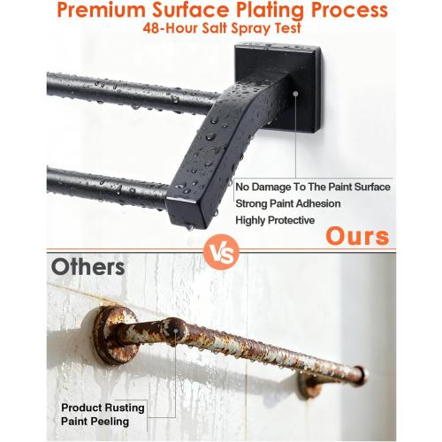 Alise Bath Double Towel Bars Towel Racks for Bathroom Lavatory,Wall Mount Towel Holder Heavy Duty SUS304 Stainless Steel Towel Hanger Towel Rail,Matte Black,32 Inch