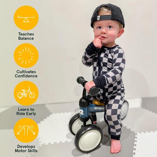 Retrospec Cricket Baby Balance Bike, 4-Wheel Ride-On Toy for Ages 12-24 Months – First Bike & Toddler Bike for 1 Year Old Boys & Girls, First Birthday Gift