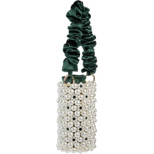 YUSHINY Women Faux Pearl Beaded Evening Pleuche Bucket Handle Bags with Velvet Lining for Wedding Party