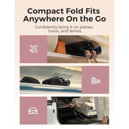 Momcozy ClickGo Lightweight Stroller, Compact Travel Stroller for Airplane with One-Click Fold, Baby Strollers and Toddler Stroller with Large Canopy for Kids from 0 Months, Extendable UPF50  Canopy