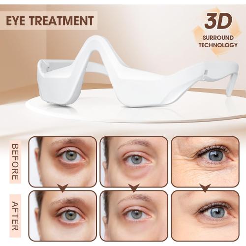 Under Eye Red Light Therapy Massager Glasses, Eye Massager with 2 Modes,Eye Massager for Eye Bags Dark Circles Puffiness Wrinkles Fine Lines