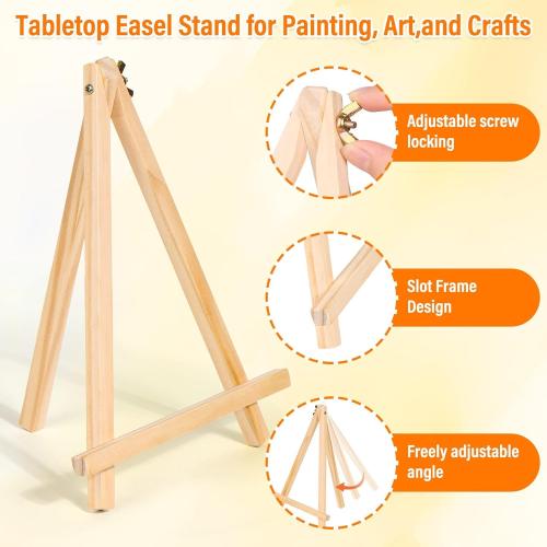 Canvas Painting Party Kit for Adults and Kids, 24Pack 8 x 10 Inch Canvas Boards and Wooden Easels Stands for Group Painting Sip and Paint Night