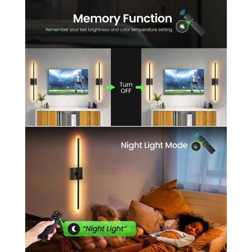 CLY Battery Operated Wall Sconce Set of 2: Rechargeable Wall Lights Wireless Sconces with Remote, 350° Rotate Dimmable Magnetic Wall Scone Lighting Decor for Bedroom Living Room Hallway, 28Inch