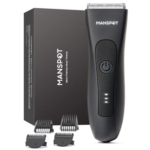 MANSPOT Manscape Groin & Body Hair Trimmer for Men, Electric Ball Pubic Trimmer Shaver,Manscape Kit with 4 Guard,Replaceable Ceramic Blade Heads,Waterproof Wet/Dry Shaver,90 Minutes Shaving