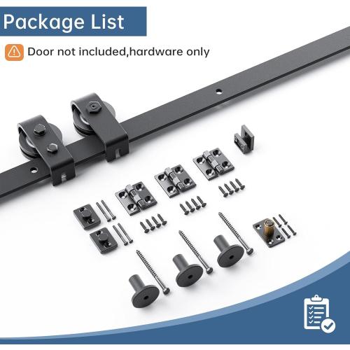 EaseLife 36 Bifold Sliding Barn Door Hardware Track Kit for 2 Closet Door,Top Mount Roller,Slide Smoothly Quietly,Easy Install,Black,Fit for Double 16 Wide Bi-Folding Door (Hardware Only)