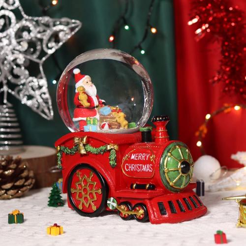 Christmas Snow Globe,Musical Water Globe with 8 Music & Colourful Lights,100mm Holiday Glitter Globe,Christmas Home Decoration,Xmas Gifts for Kids(Train)