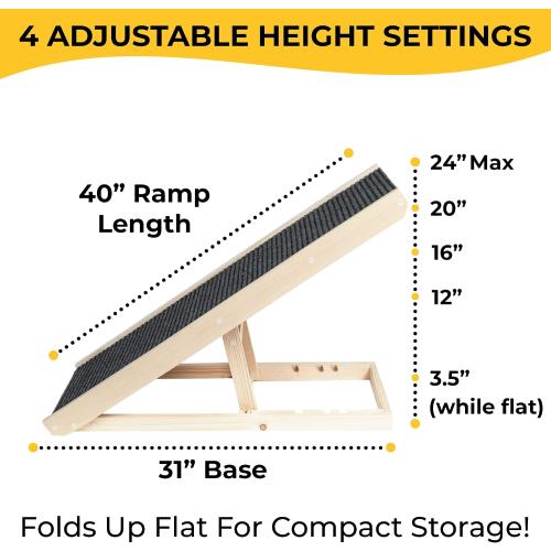 Alpha Paw Pawramp - The Original Dog Ramp for Couch & Bed - Foldable & Portable Pet Ramp for Small & Large Dogs (up to 80 lbs), 4 Adjustable Heights, Senior Dog Friendly, Natural Finnish Wood
