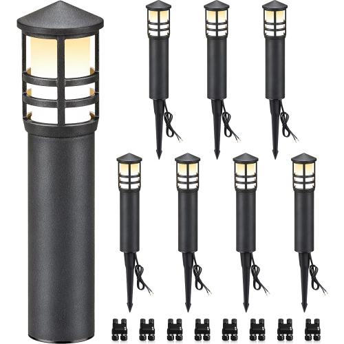 SUNVIE 8-Pack Low Voltage Pathway Lights 3W LED Landscape Pathway Lighting 3000K Warm White CRI 90  Landscape Lights Wired 12-24V Aluminum Bollard Path Lights for Walkway Yard Garden, ETL Listed Cord