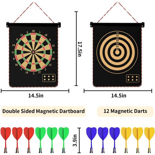 Mixi Magnetic Dart Board Outdoor Game for Kids with 12 Darts, Best Toys Gifts for Teenage Boys Girls Age 5 6 7 8 9 10 11 12 13 14 15 16 Years