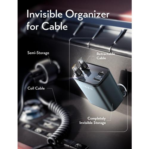 LISEN Retractable Car Charger USB C [Upgraded Dual Type C] 75W Fast 4 in 1 Car Charger for iPhone 17, Gifts for Him Her Men Women, Car Accessories for Galaxy S25 S26 Phone 17 Pro Max 16 15