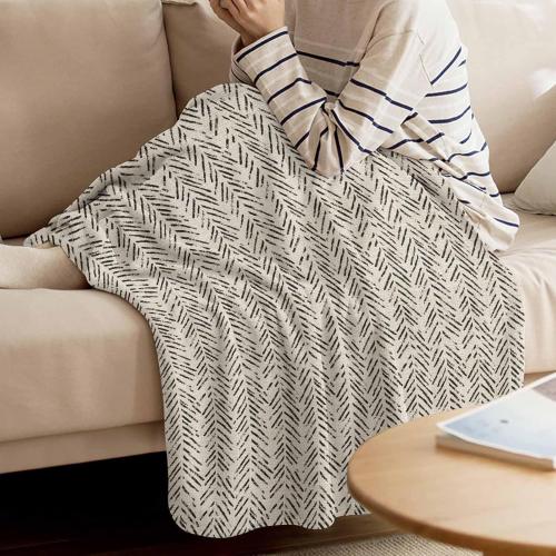Brown Herringbone Art Flannel Throw Blanket Fleece Blankets,Abstract Geometric Striped on Linen Soft Warm Cozy Throws Lightweight Fuzzy Blanket for Sofa Couch Bed Car All Season Use,32x48in