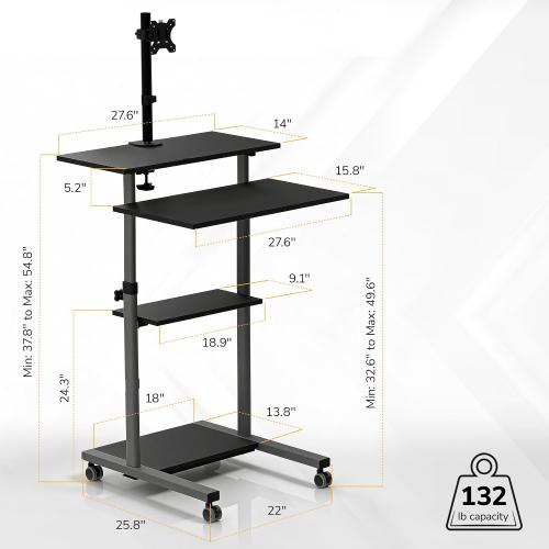 Mount-It! Mobile Computer Cart with Monitor Mount for Screen up to 32, Portable Desk on Wheels, Rolling Laptop Stand Teachers, Office, Classroom, Rise up to 53, Projector, Podium, Keyboard Tray❗MAY HAVE MISSING PIECES❗