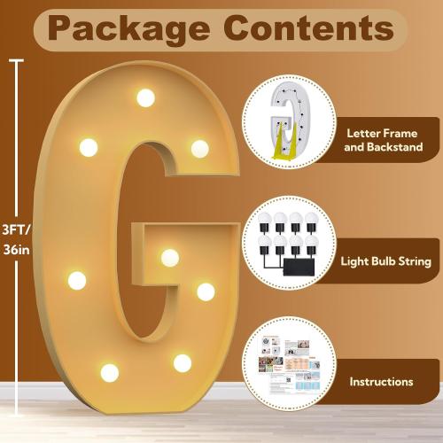 Marquee Letters 3 Feet Tall Large Light Up Letters for Baby Shower Will You Marry Me Sign Baby Sign Happy Birthday Party Decorations Big Letterboard G