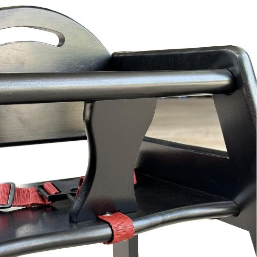 Wooden High Chair for Baby & Toddler – Restaurant-Style Stackable HighChair with Commercial Grade Solid Wood for Dining Table & Kitchen – Compact & Portable Design for Home & Restaurant Use - Black