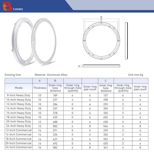 TamBee 24 Inch Lazy Susan Hardware Heavy-Duty Mute Lazy Susan Bearing 600lb Capacity Bearing Turntable Ring Mechanism Kit for Smooth Rotation, Universal Hardware for DIY Projects, Table (Base Only)