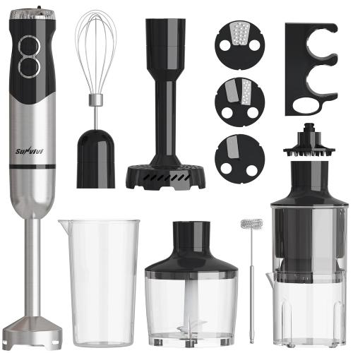 1000W Professional Hand Blender, 12-Speed Heavy Duty Immersion Blender with 10 Attachments, 20OZ Food Chopper, Stainless Steel Whisk, Milk Frother for Commercial Use