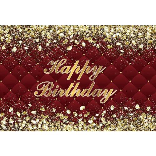 Red Cloth Renaiss Happy Birthday Backdrop Banner for Photoshoot Gold Diamonds Royal Red Photography Background for Men Women 30th 40th 50th 60th 70th 80th Bday Party Decor Glittering Photo Booth Prop