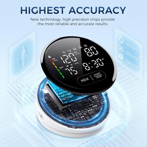 Blood Pressure Monitor Upper Arm Automatic Monitors for Home Use Adjustable 8.7-16.5 Cuff Voice Broadcast Large Backlit Display 240 Sets Memory with Storage Bag