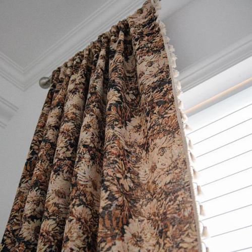 vctops Vintage Floral Oil Painting Curtains with Tassels Set of 2 Panels Rod Pocket Thermal Insulated Room Darkening Window Curtains/Drapes for Bedroom Living Room (Coffee,59x102)