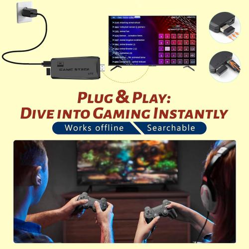 HRYYDS 2026 Retro Gaming Console Pro 4K HDMI with 40,000  Built-in Classic Video Games - Plug & Play Game Stick for TV with 2 Wireless Controllers | 23 Emulator Support 64GB