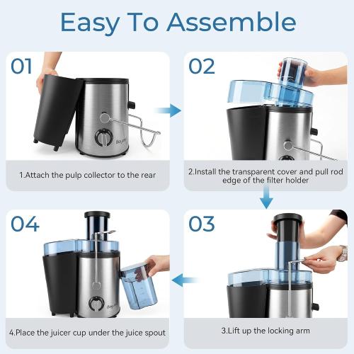 Juicer Machine, 800W Centrifugal Juicer for Whole Fruits and Vegetables,3 Inch Wide Feed Chute, Easy to Clean, Silver
