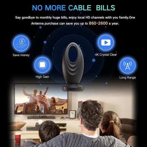 2025 TV Antenna for Smart TV and Old TV, 2200  Miles Range HD Digital TV Antenna Indoor with 360° Signal Strongest Booster, Supports Local Channels 1080P 4K Reception for Home, RV, Camping (10.1m)