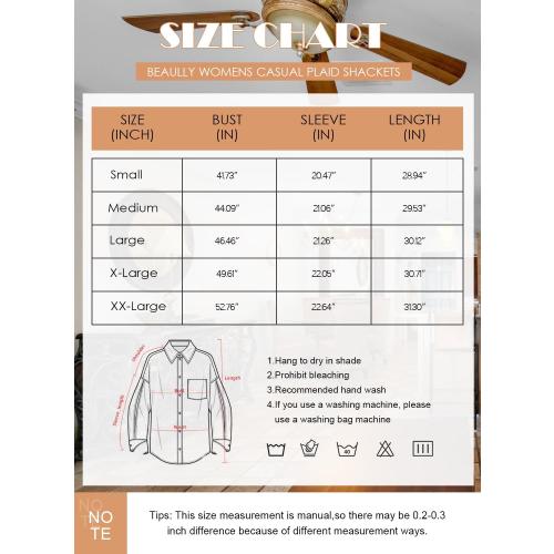 Double take Large Beaully Women's Flannel Plaid Shacket Long Sleeve Button Down Shirts Jacket Coats with Side Pockets