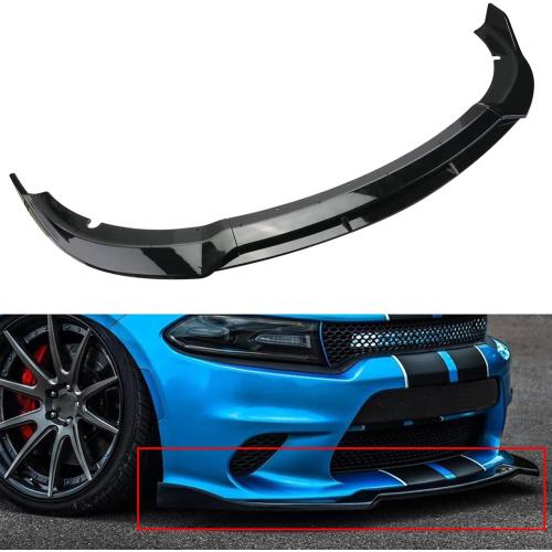 Front Bumper Lip Compatible with 2015 2016 2017 2018 2019 2020 2021 2022 Charger SRT,4Pcs Glossy Black Front Bumper Lip Spoiler Air Chin Body Kit Splitter