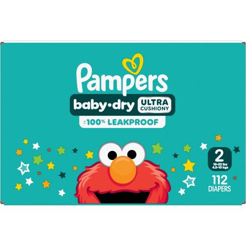 Pampers Diapers - Baby Dry - Size 2, 112 Count, Absorbent Disposable Infant Diaper (Packaging May Vary)