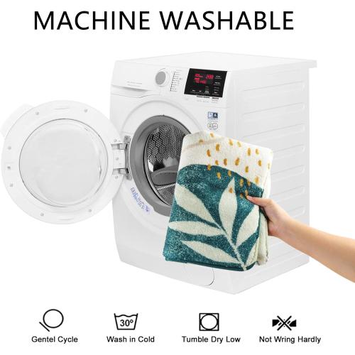 Uphome Bathroom Rugs Modern Abstract Velvet Bath Mat Non-Slip Colorful Botanical Printed Bath Rug Soft Machine Washable Floor Mats Art Design for Bathroom Tub Shower,20''x31''