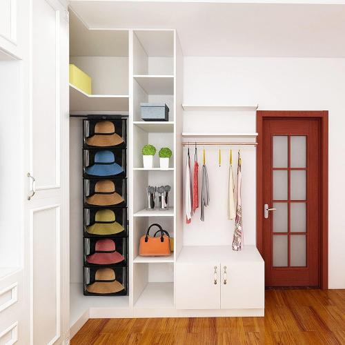 Size XL TreeHouse London Cowboy Hat Rack Storage with Dust Cover - XL 6 Shelf Hanging Hat Organizer for Men and Womens Closets - Hanging Closet Cowboy Cap Hat Holder for Wide Brimmed Hats & Clothes
