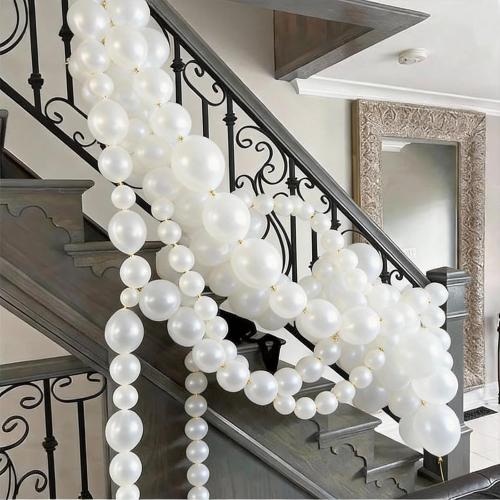 Pearl White Linking Balloons,100pcs 6 Inch Quick Link Long Balloons for Tying Balloon Arch,Tails Balloon Wall,for Wedding Anniversary Engagement Birthday Baby Shower Graduation Party Decorations