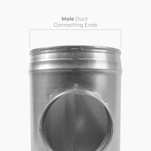 6 Inch to 90° Degree 6'' Inch Duct Connector - Metal Ducting Splitter for Round Ducts - Galvanized Steel 3 Way T-Joint, Adapter Flange - Home, Industrial HVAC Exhaust Ventilation Fitting