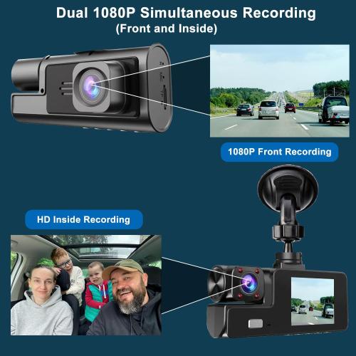 WiFi 1080P Dual Dash Camera for Car Front and Inside Dashcam Car Security Video Recorder,170°Wide Angle Vehicle Cam,WDR,G-Sensor,Loop Recording,Night Vision (WiFi Dual Dash Cam with 32G Card)