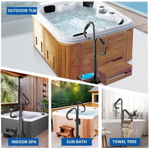 Two-Way Hot Tub Handrails w/Slide-Under Mount Base ，360° Swive SPA Handrail w/Adjustable Height 48-57 for Indoor/Outdoor hot tub Access Both Inside and Out