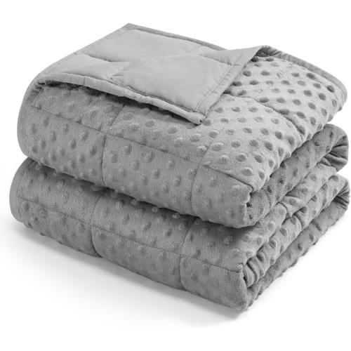 Kivik Breathable Weighted Blanket for Adults, 15 lbs Ultra Soft Minky Dot Heavy Blankets, Reversible Cooling and Warm Blanket for All Seasons, Machine Washable, 60x80 Queen Size, Grey