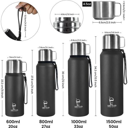 20oz Stainless Steel Vacuum Insulated Water Bottle with Handle & Lid,Thermo for Hot Drinks/Cold Drinks, Leakproof Travel Flask with Cup,for Camping, Office