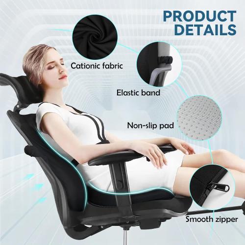 Seat Cushion & Lumbar Support Pillow Set for Office Chair, Ergonomic Pillow for Sciatica Pain Relief, Memory Foam Back Support Pillow & Chair Cushion for Car seat, Desk Chair (Black)