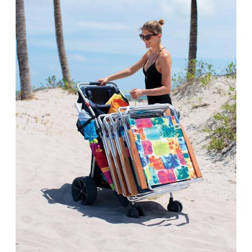Rio Beach Wonder Wheeler Deluxe Utility, Lawn, and Beach Foldable Cart, Navy