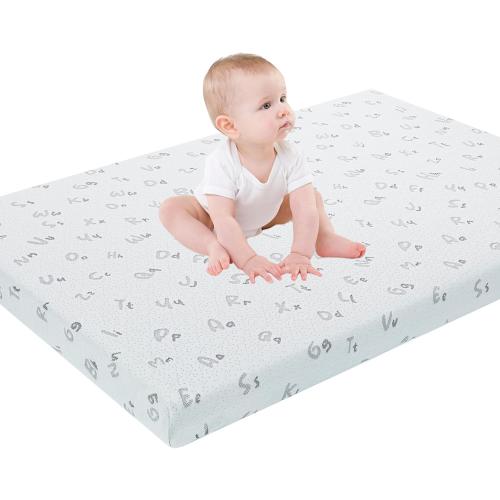 Grey 38x26 Pack and Play Mattress Pad, 38x 26 Dual-Sided Memory Foam Pack N Play Mattress for Playpen Playard, Soft Mini Crib Mattresses for Baby Toddler with Machine Washable Cover