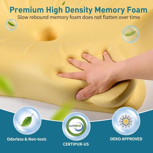 White, Blue, and Grey 26x17.5 Cervical Pillow for Neck Pain Relief - Ergonomic Neck Pillow for Sleeping Contour Memory Foam Pillows with Cooling Pillowcase, Orthopedic Bed Pillow for Side Back Stomach Sleepers