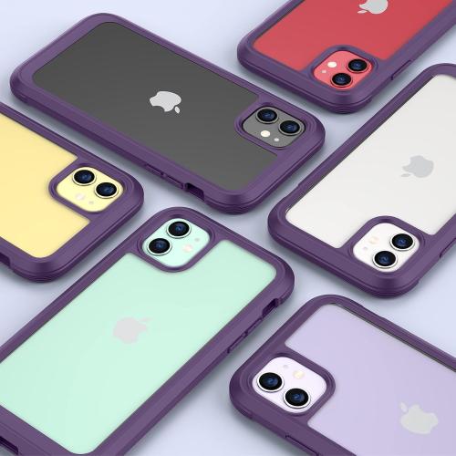 Miracase Glass Series for iPhone 11 Case 6.1 inch, Upgraded Full-Body Rugged Phone Bumper Case Cover with Built-in 9H Tempered Glass Screen Protector and Camera Protector, Purple